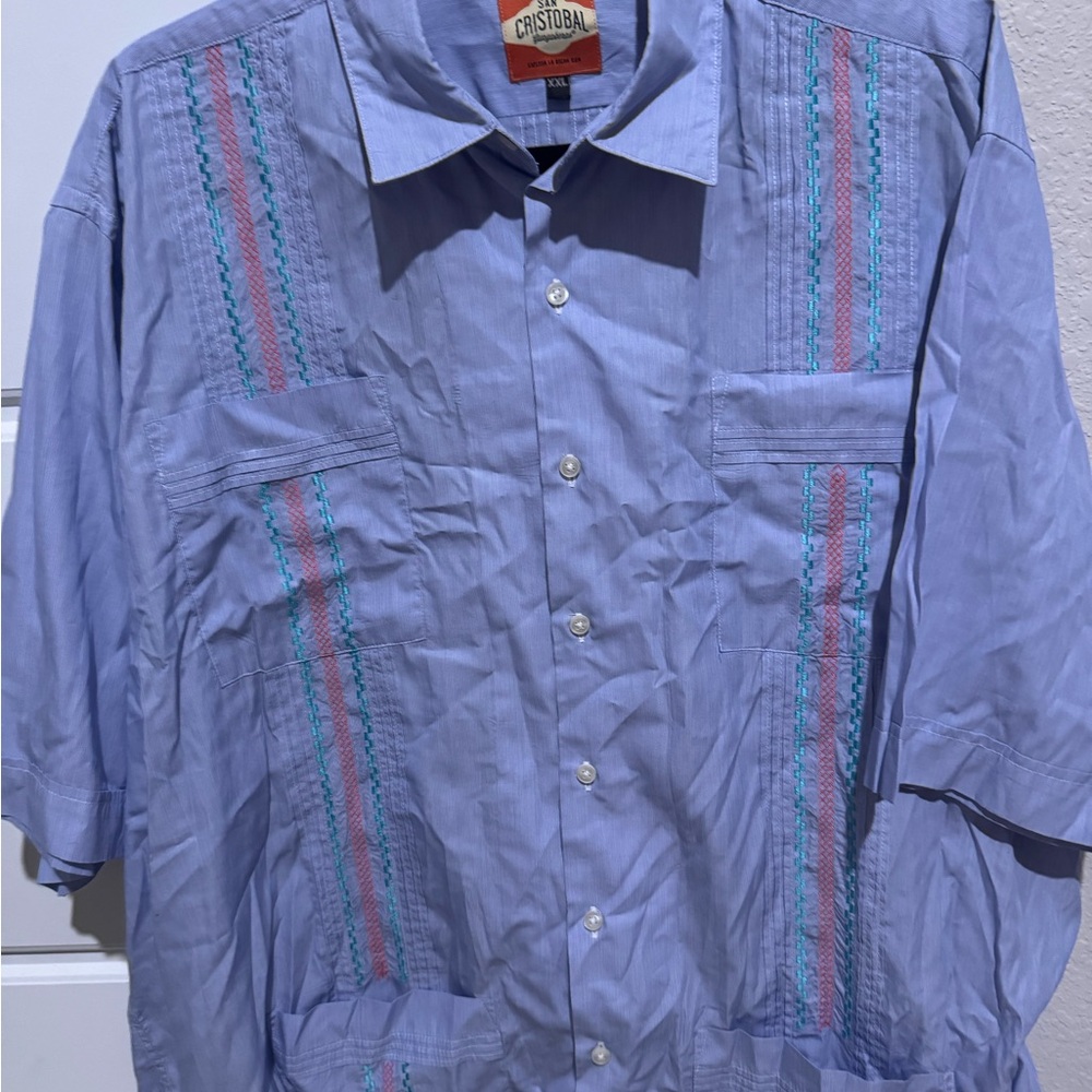 San Cristobal Blue Embroidered Shirt